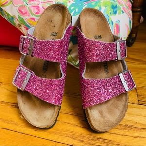 Pink glitter Opening Ceremonies Birkenstocks.Worn 1x,. 38.  Price firm💖